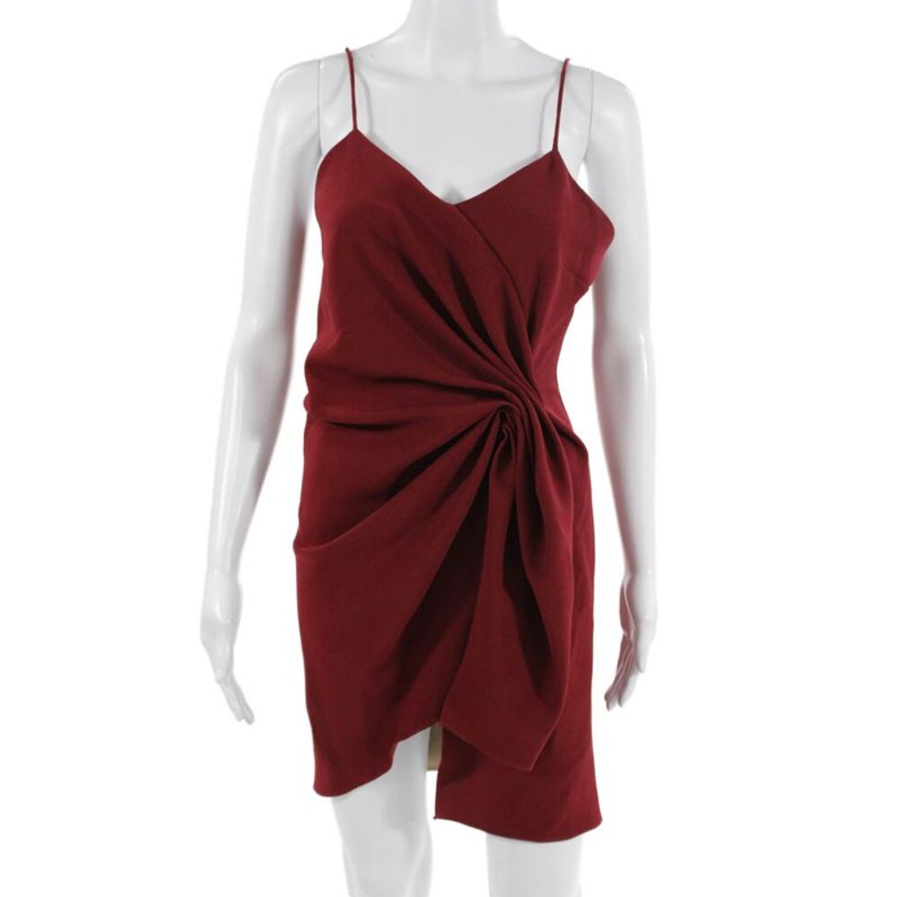 Zeta Womens Slip Dress Red V-Neck Sleeveless Polyester Short Size 2